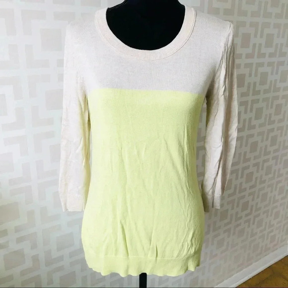 GAP Neon Yellow Colorblock Crewneck Light Sweater M - Picture 1 of 2